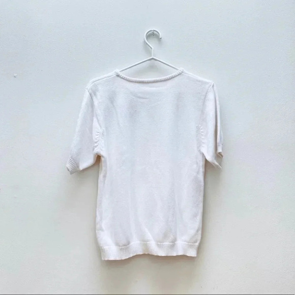 Vintage - Short Sleeve Floral Pastel Embroidered Sweater - Picture 4 of 5